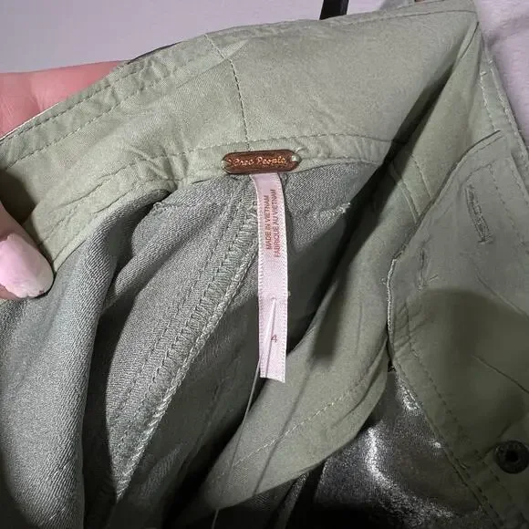 Free people light green satin cropped pant size 2 4 - Picture 5 of 12